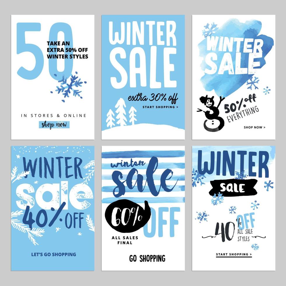 Set of Christmas and New Year mobile sale banners vector