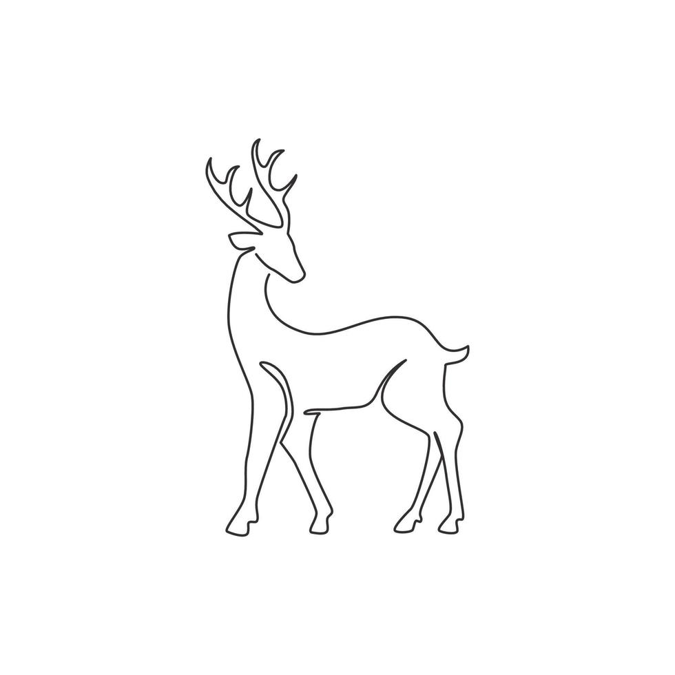 un dibujo de línea continua de renos salvajes para la identidad del logotipo del parque nacional. concepto elegante de la mascota del animal del mamífero del dólar para la conservación de la naturaleza. Ilustración de diseño de dibujo gráfico vectorial de una sola línea vector