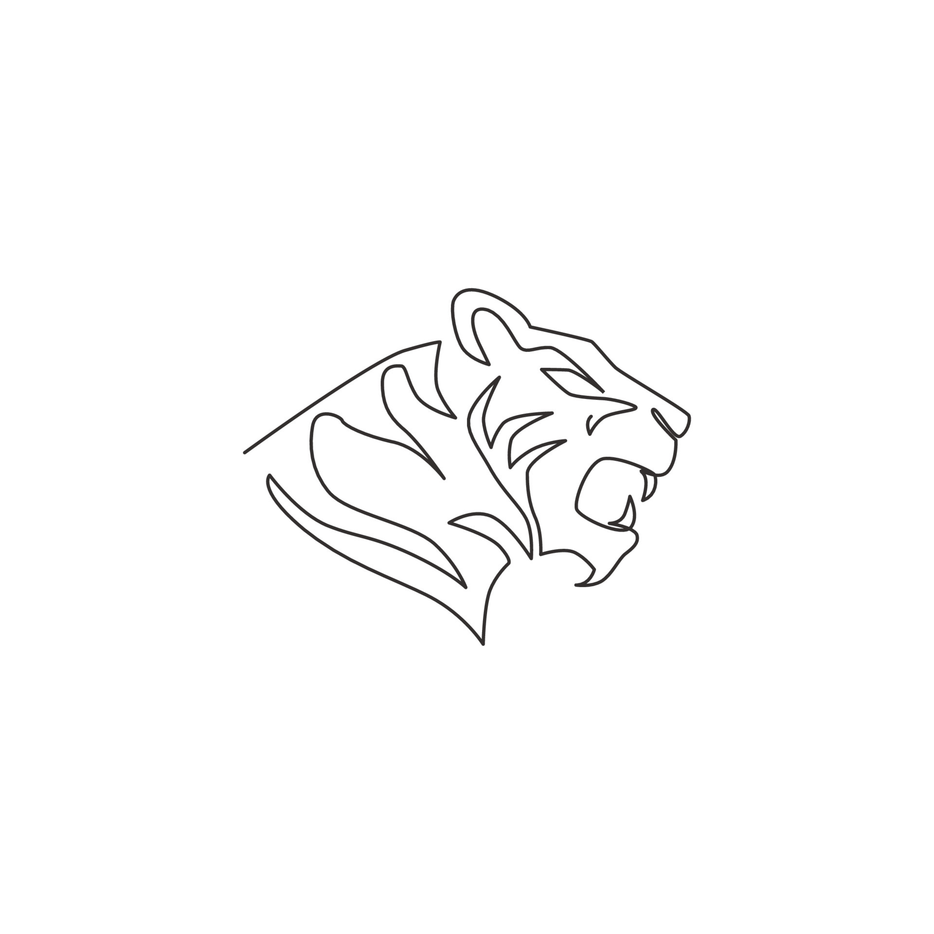 Tiger Head Line Drawing