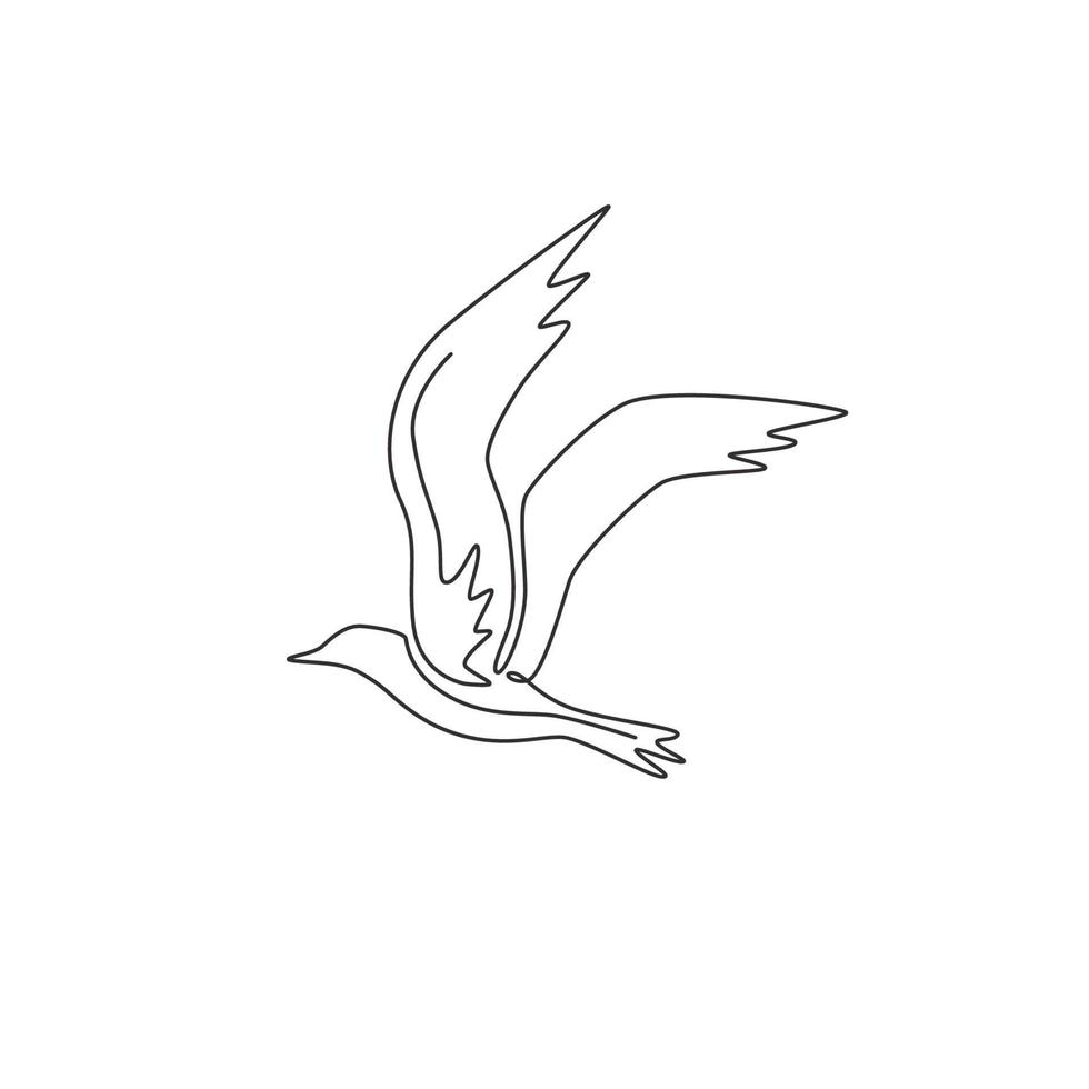 One continuous line drawing of beauty seagull for marine company logo  identity. Beautiful flying bird mascot concept for cargo ship symbol.  Trendy single line draw graphic vector design illustration 4481528 Vector  Art