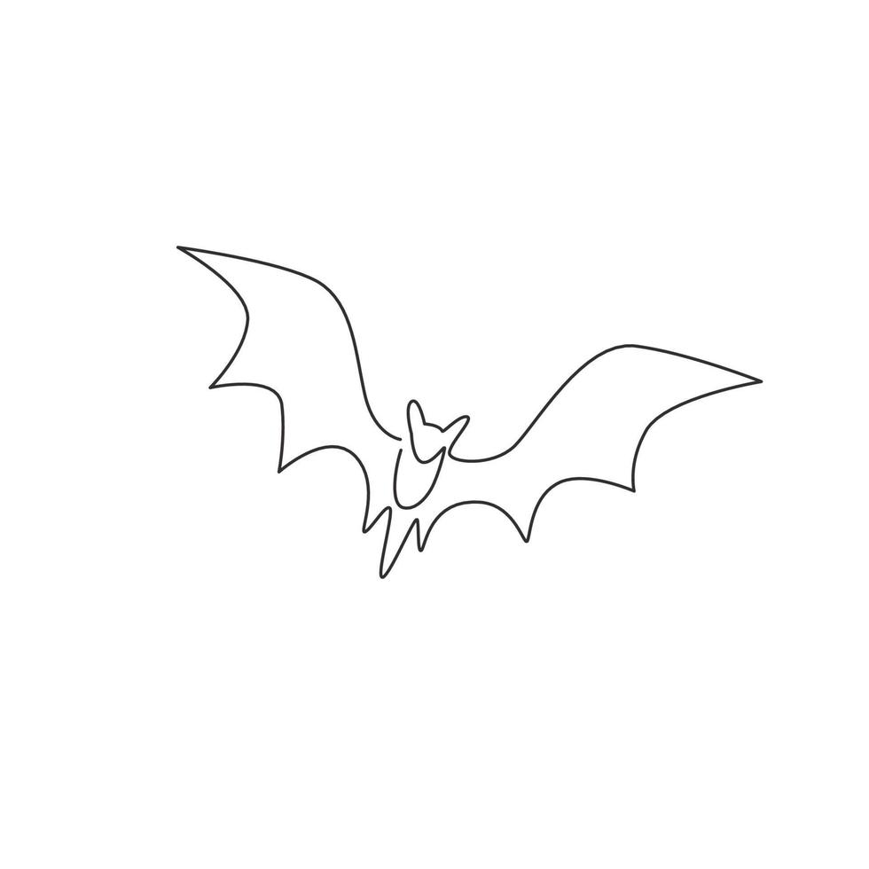 Single continuous line drawing of cute flying bat for nature lover  organization logo identity. Nocturnal mammal animal mascot concept for  comic hero symbol. One line draw design vector illustration 4481530 Vector  Art