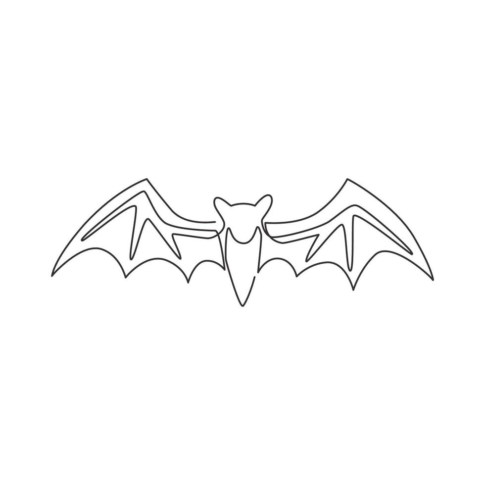 One single line drawing of wild bat for company business logo identity. Cute mammal animal mascot concept for comic hero symbol. Modern continuous line draw graphic vector design illustration