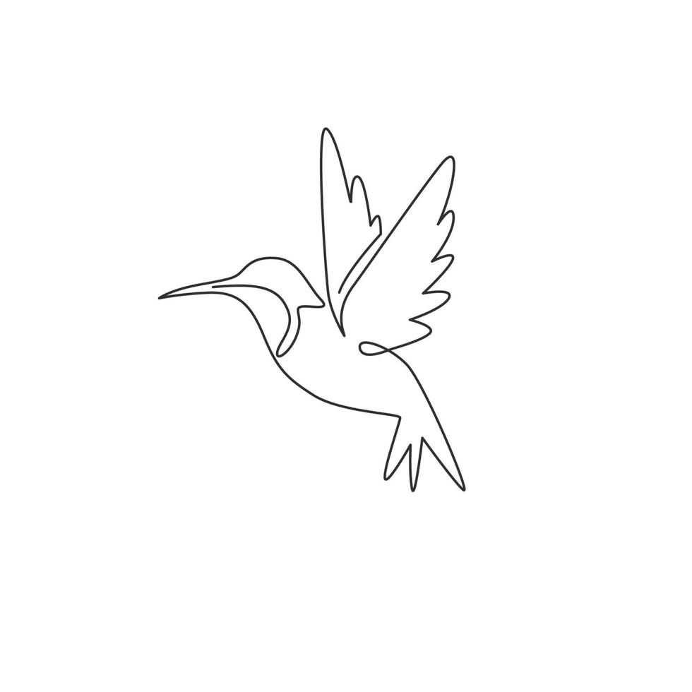 dibujo de línea continua única de adorable colibrí para la identidad del logotipo de la empresa. concepto de mascota de pájaro de belleza diminuta para el parque nacional de conservación. ilustración de diseño de dibujo de vector de una línea