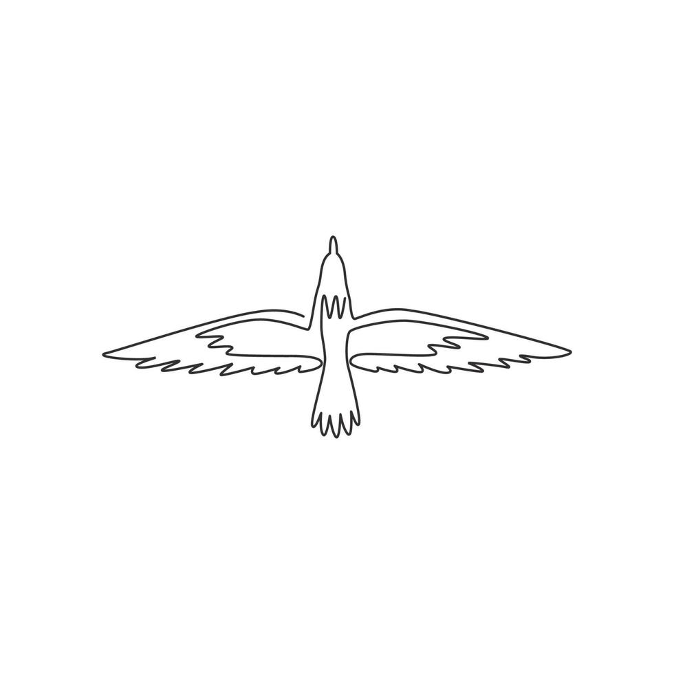 One single line drawing of cute albatross for clean the ocean campaign logo. Adorable sea bird mascot concept for save the environment movement icon. Continuous line draw design vector illustration