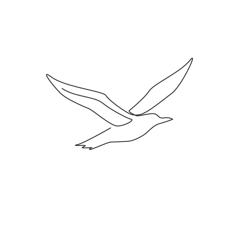 un dibujo de línea continua de un lindo albatros para la identidad del logotipo de conservación de aves. adorable concepto de mascota de aves marinas para el icono del zoológico nacional. Ilustración de vector de diseño de dibujo gráfico de línea única dinámica