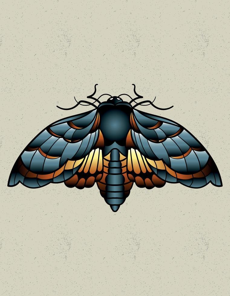 polilla tatuaje neo tradicional vector