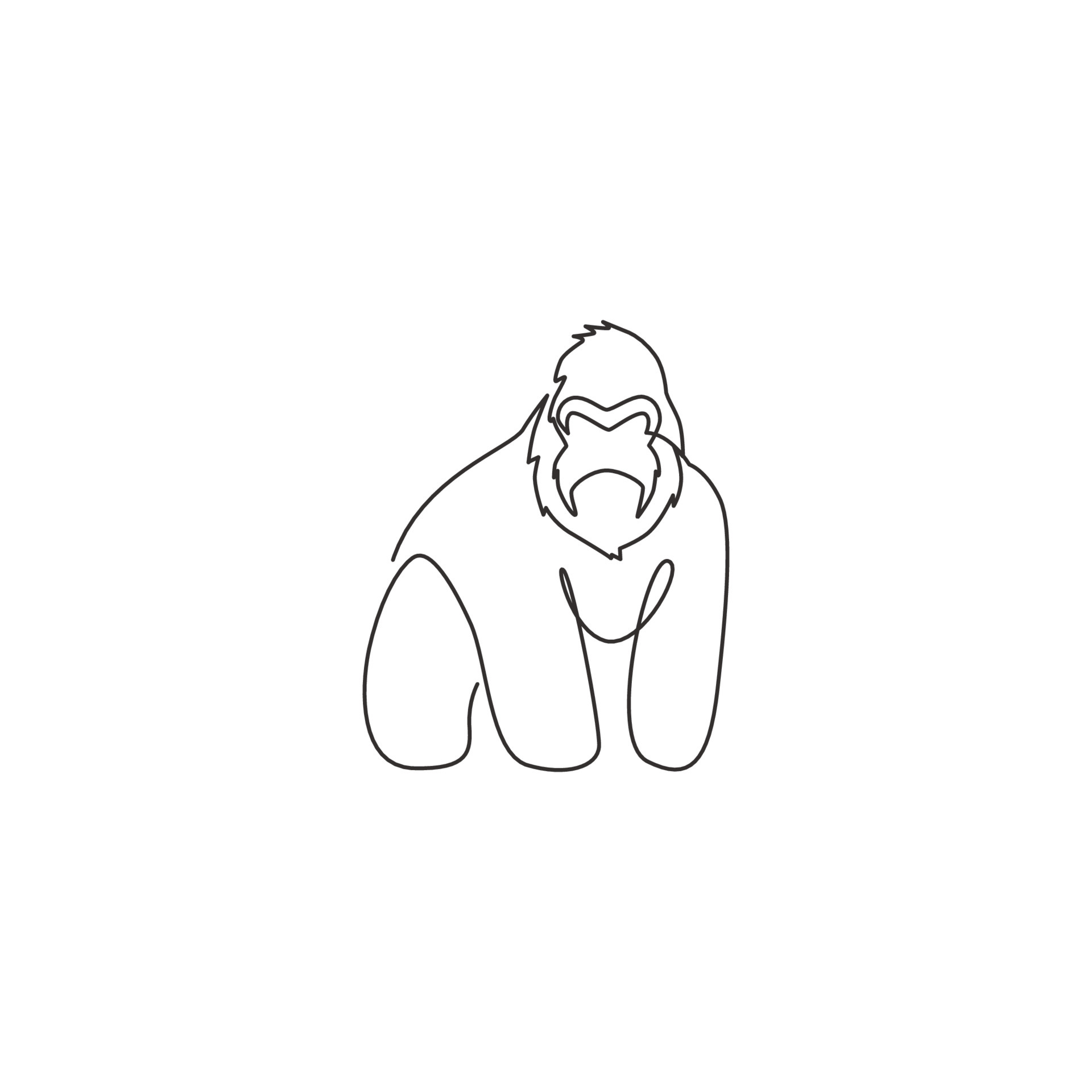 One Continuous Line Drawing Of Gorilla For National Park Logo Identity. Ape  Primate Animal Portrait Mascot Concept For Conservation Forest Icon. Single  Line Draw Graphic Design Vector Illustration 4481694 Vector Art At