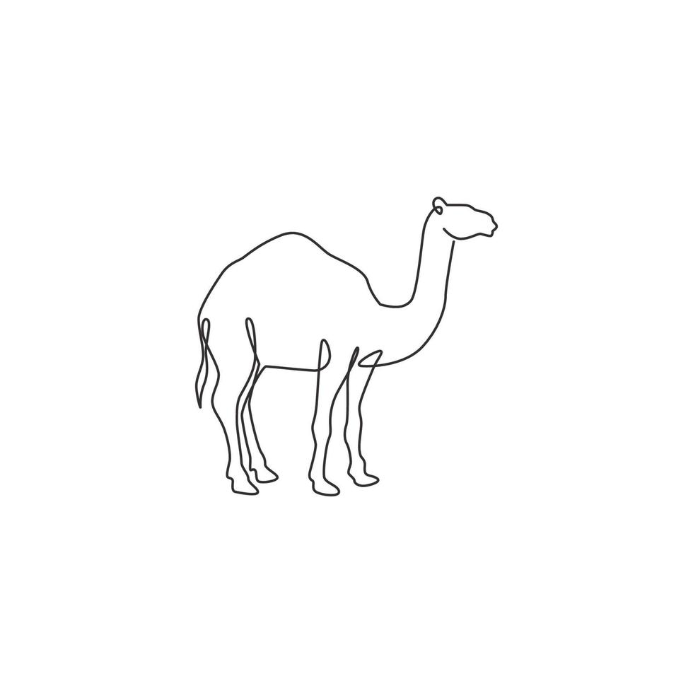 One single line drawing of strong desert Arab camel for logo ...