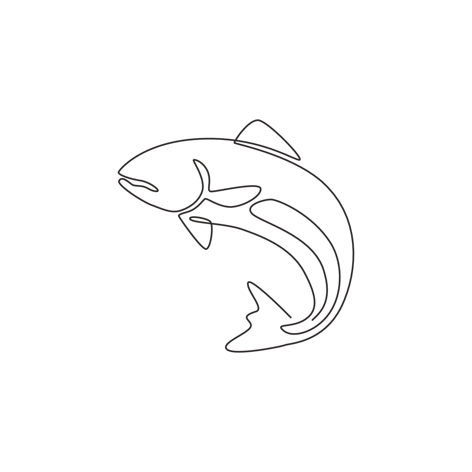 One single line drawing of big salmon for logo identity. Large lake fish  mascot concept for fishing tournament icon. Continuous line draw design  vector graphic illustration 4481972 Vector Art at Vecteezy