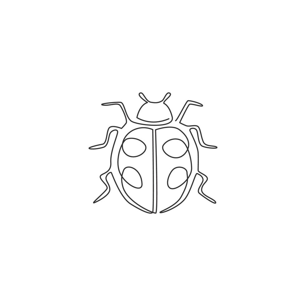 dibujo de línea continua única de adorable mariquita para la identidad del logotipo de la empresa. concepto de mascota de insectos para el icono de parque público. Ilustración gráfica de vector de diseño de dibujo de una línea moderna