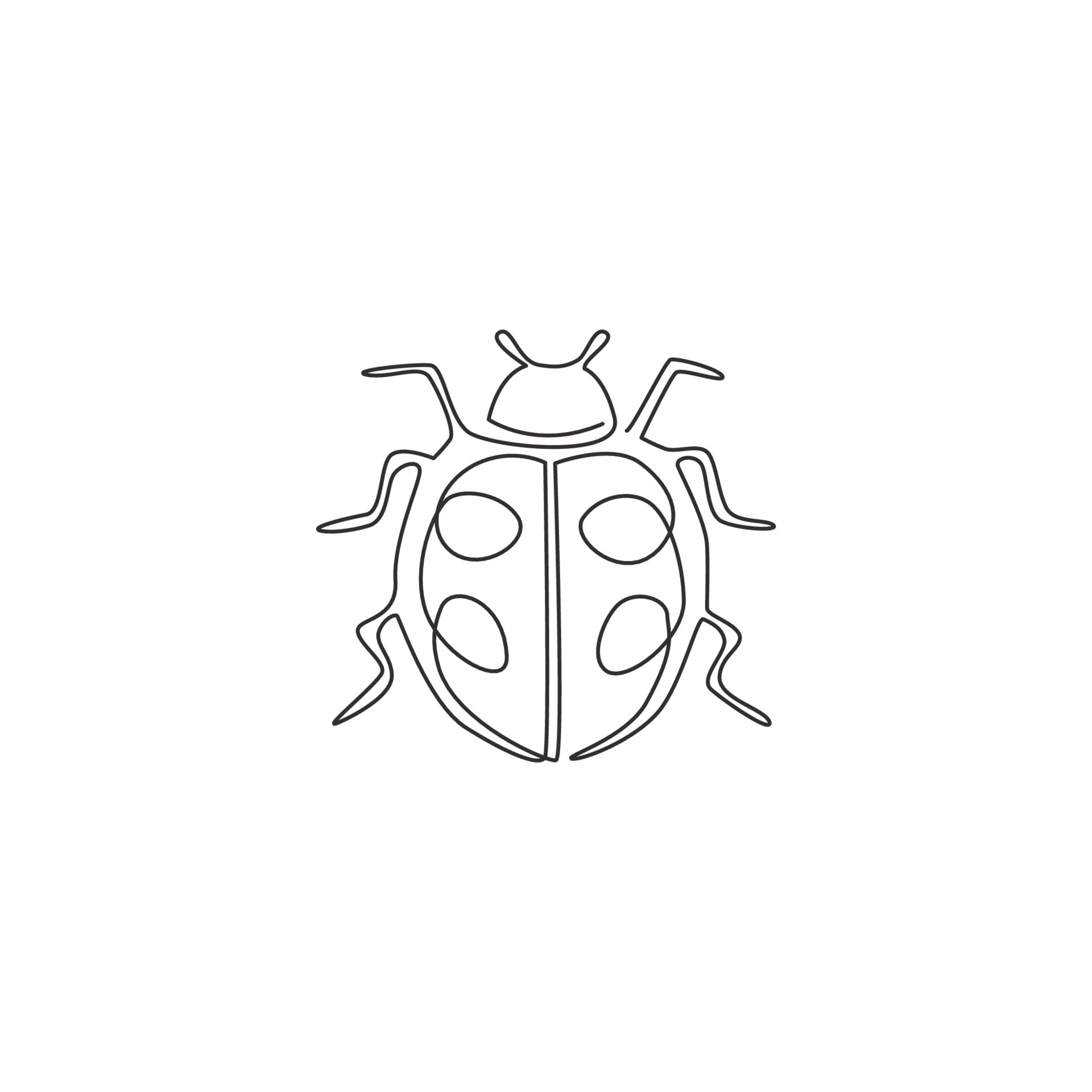 Single continuous line drawing of adorable ladybug for company logo ...