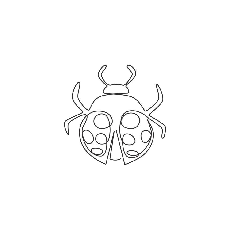 dibujo de una sola línea de adorable mariquita para la identidad del logotipo de la empresa. pequeño concepto de mascota de insecto para el icono del club de amantes de los insectos. Ilustración gráfica de vector de diseño de dibujo de línea continua moderna