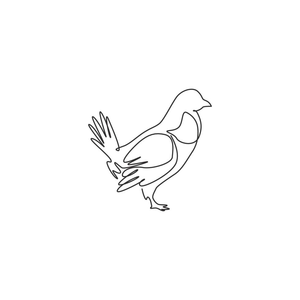 One continuous line drawing of funny grouse bird for organisation logo identity. Driven grouse shooting mascot concept for game bird icon. Modern single line draw design graphic vector illustration