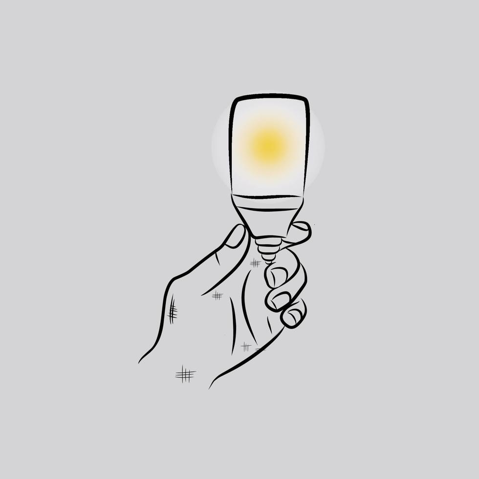 vector hand line carrying incandescent lamp