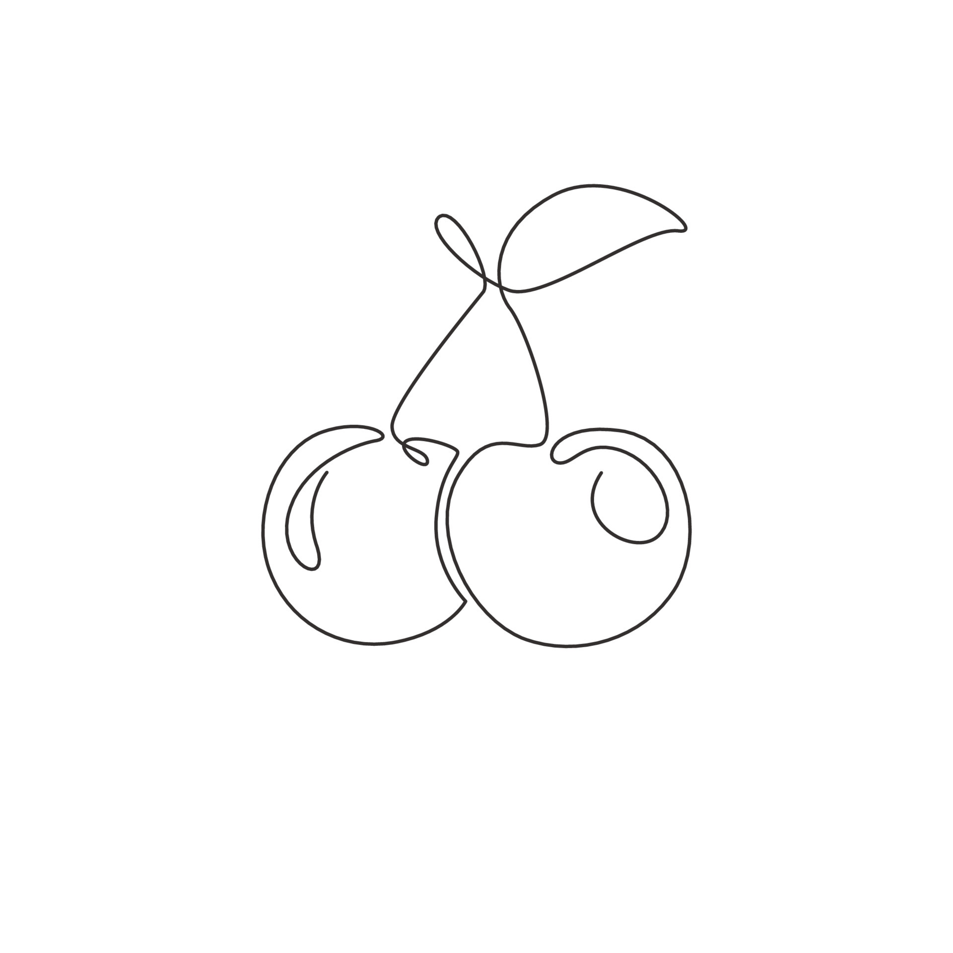 One single line drawing of whole healthy organic cherries for orchard logo  identity. Fresh fruitage concept for fruit garden icon. Modern continuous  line draw design vector graphic illustration 4482828 Vector Art at