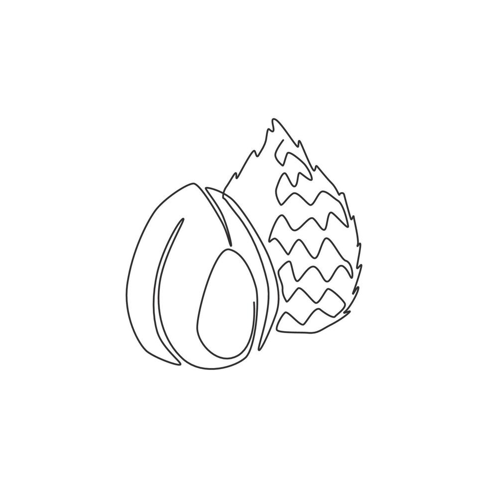 One continuous line drawing of whole healthy organic salak for orchard logo identity. Fresh exotic Thailand fruitage concept for fruit garden icon. Modern single line draw design vector illustration