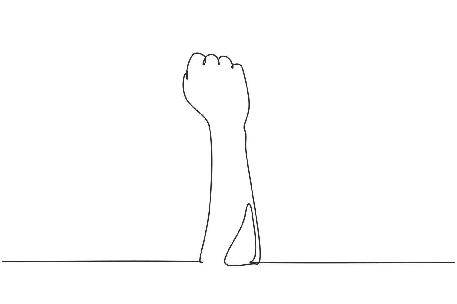Single continuous line drawing fist or resistance hand symbol. Zero hand count. Learn to count numbers. Concept of education. Nonverbal signs. Dynamic one line draw graphic design vector illustration