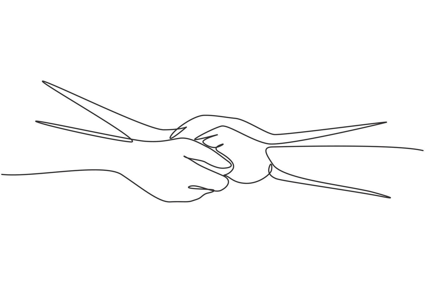 Single One Line Drawing Two Hands Holding Each Other Sign Or Symbol Of Love Relationship Couple Marriage Communication With Hand Gestures Continuous Line Draw Design Graphic Vector Illustration Vector Art At