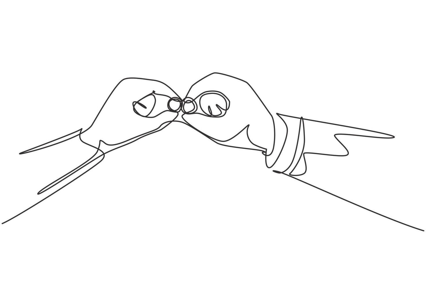 Single continuous line drawing pair of wedding rings held by groom and bride together. Bride and groom make vow of loyalty on their wedding day. One line draw graphic design vector illustration