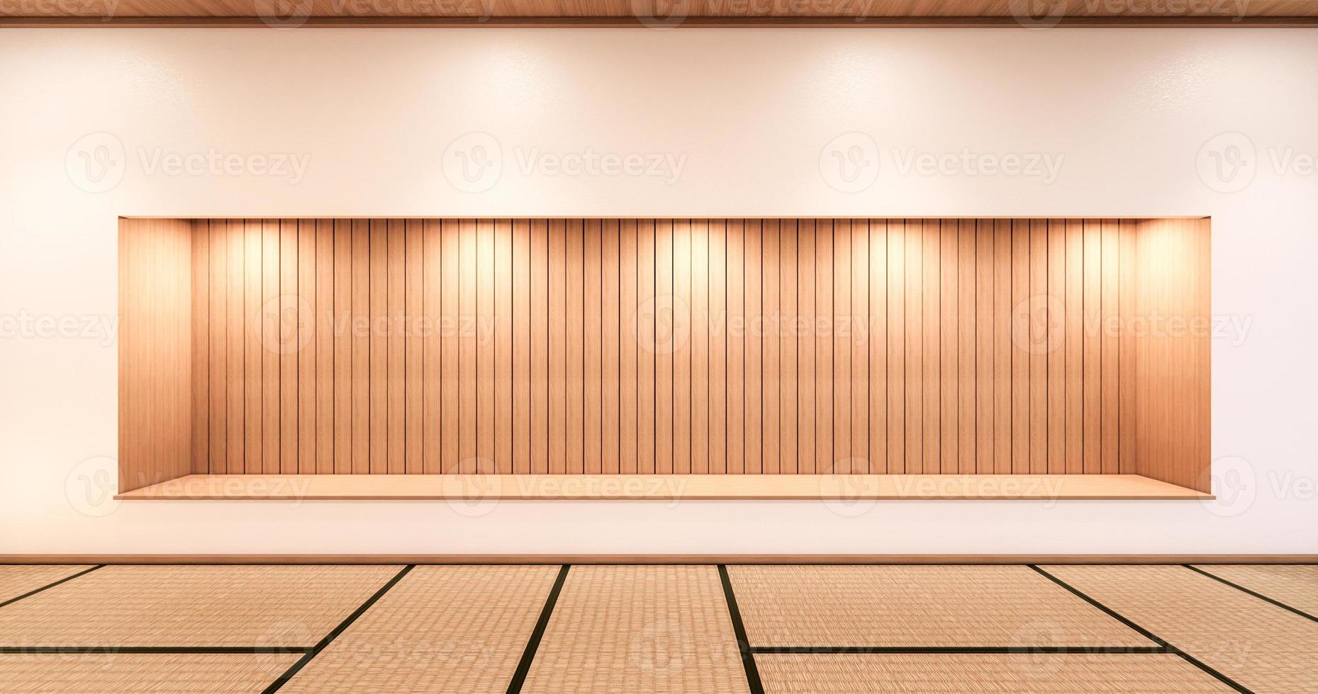cabinet shelf wall on tatami mat floor room japanese style. 3D rendering photo