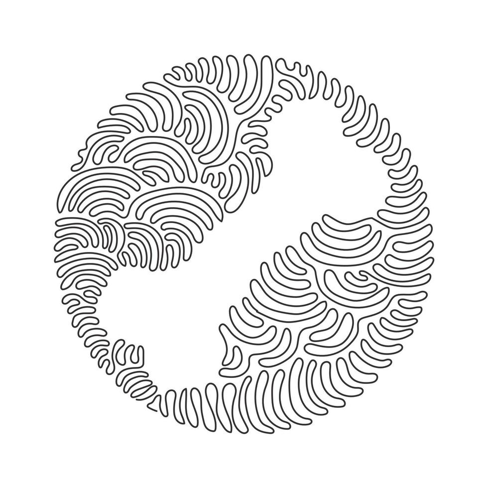 Continuous one line drawing dog bone icon in modern flat design isolated, pet food for web site or mobile app. Swirl curl circle background style. Single line draw design vector graphic illustration