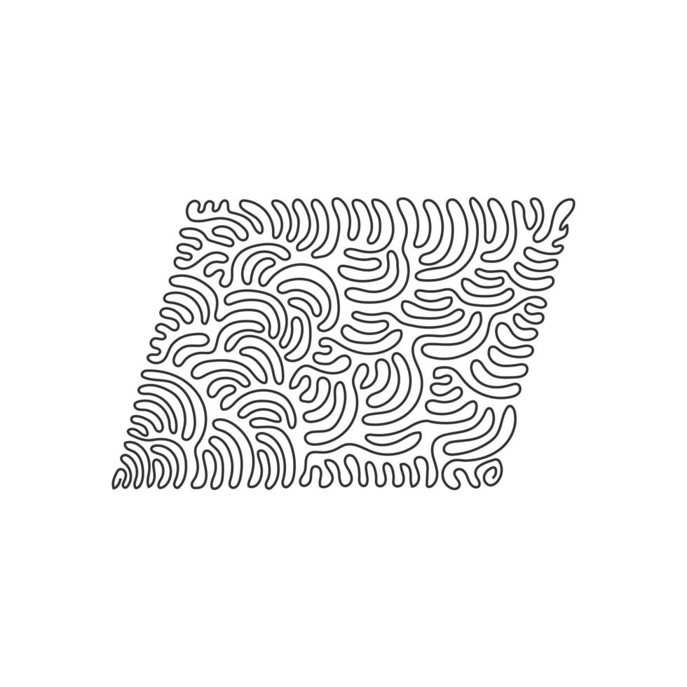 Single one line drawing geometric shapes, parallelogram icon. Simple line, outline vector 3d figures for ui and ux, website or mobile application. Swirl curl style. Continuous line draw design vector