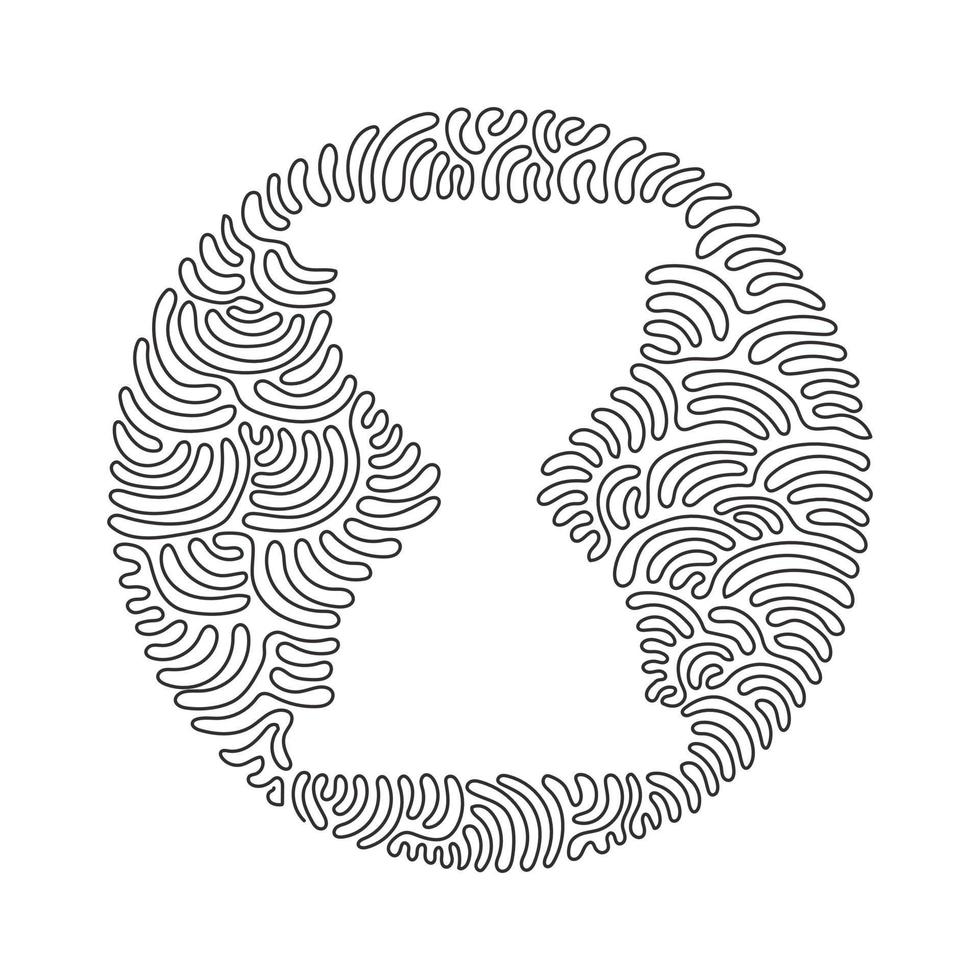 Single continuous line drawing hourglass flat icon. Outline symbol for website, mobile app. Sand watch thin line signs for design logo. Swirl curl circle background style. One line draw graphic vector
