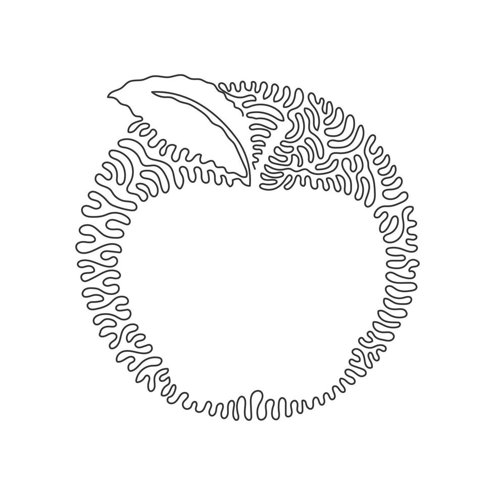 Single continuous line drawing apple fruit fresh appetizing delicious food. Healthy food single object. Swirl curl circle background style. Dynamic one line draw graphic design vector illustration