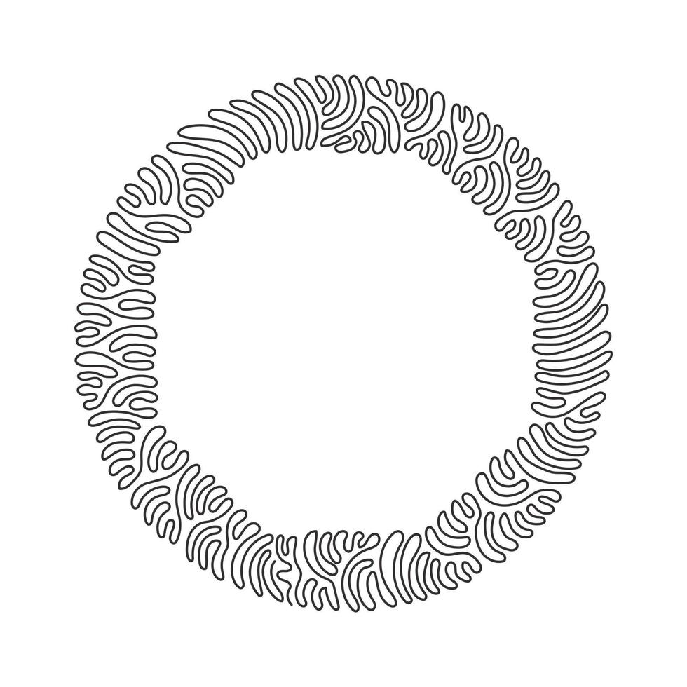 Continuous one line drawing hand drawn octagon, blank drawing frame isolated, black scribble lines, single octagon. Swirl curl circle background style. Single line draw design vector illustration