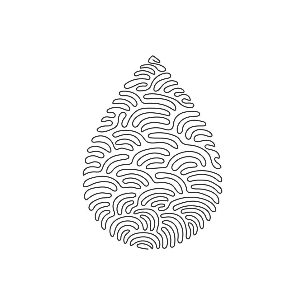 Continuous one line drawing water drop outline icon. linear style sign for mobile concept and web design. Drop of water symbol or logo. Swirl curl style. Single line draw graphic vector illustration