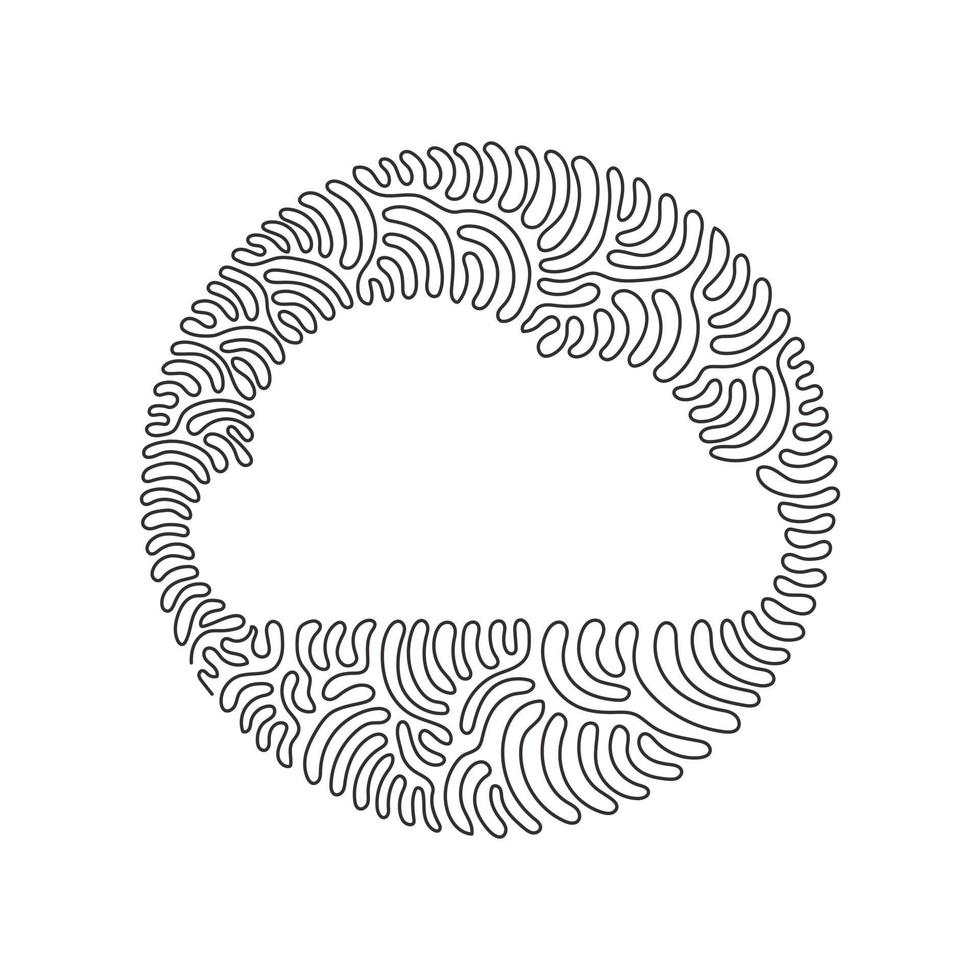 Single continuous line drawing geometric shapes, cloud icon. Simple line, outline figures for ui and ux, website or mobile application. Swirl curl circle background style. One line draw design vector