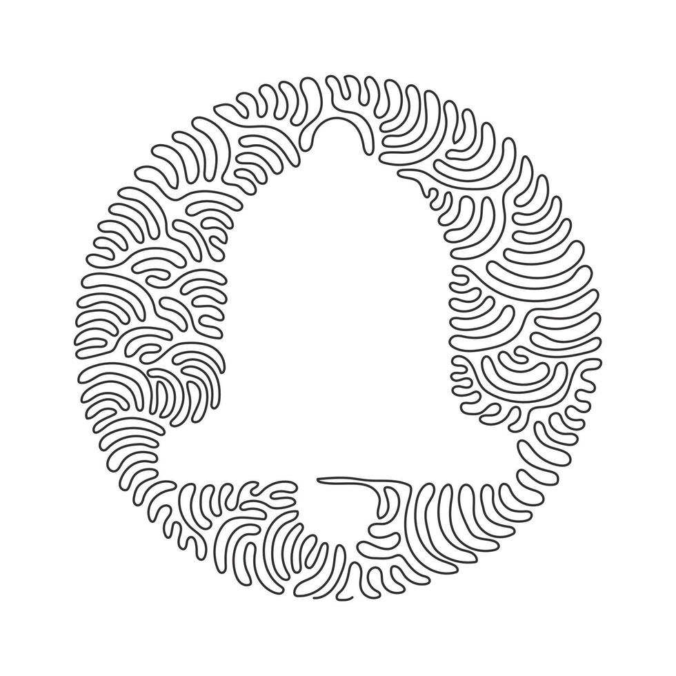 Single continuous line drawing bell icon isolated. Notification symbol modern, icon for website design, mobile app, ui. Swirl curl circle background style. One line draw graphic vector illustration