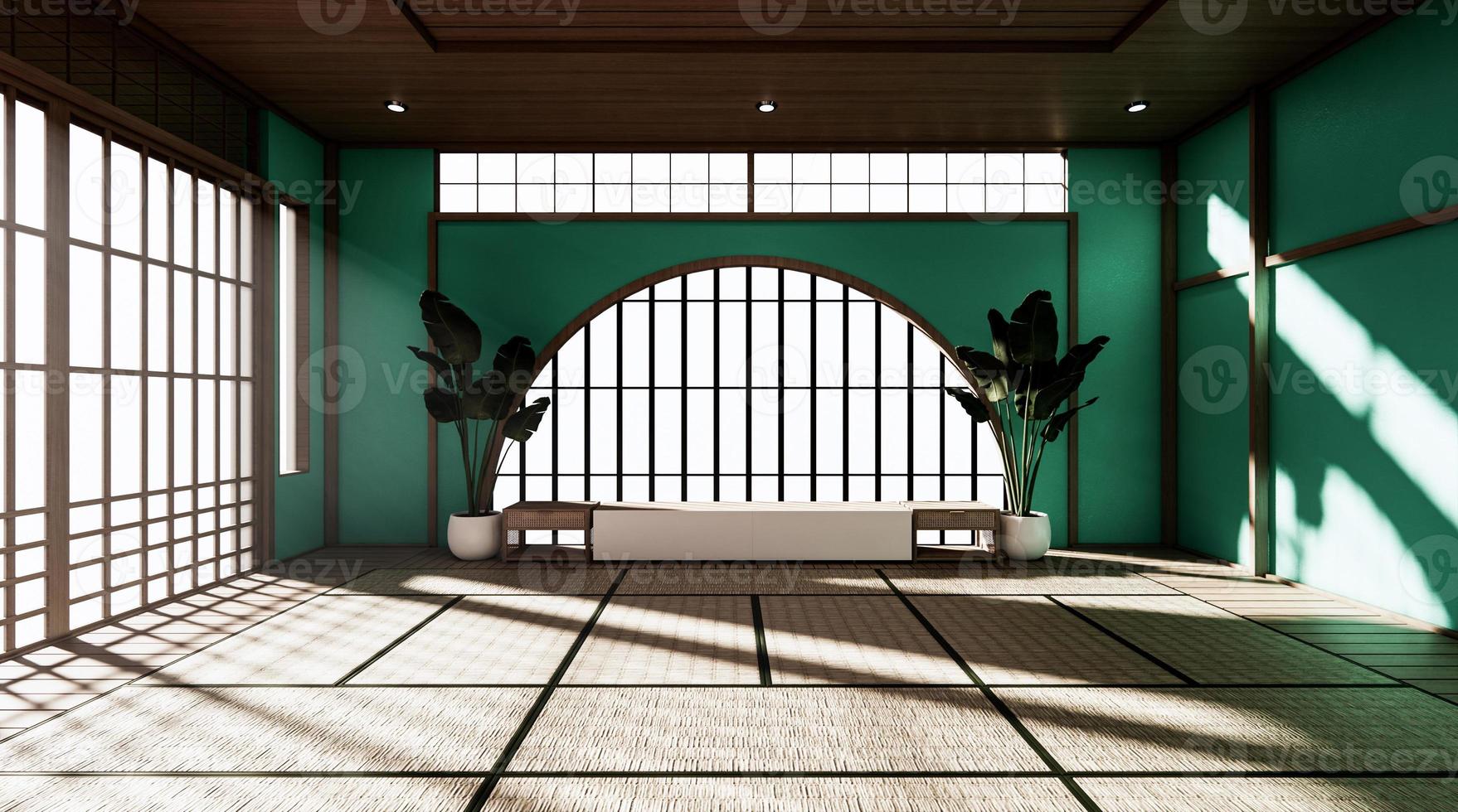 mint room is spacious design of the Japanese style  And light in natural tones. 3D rendering photo