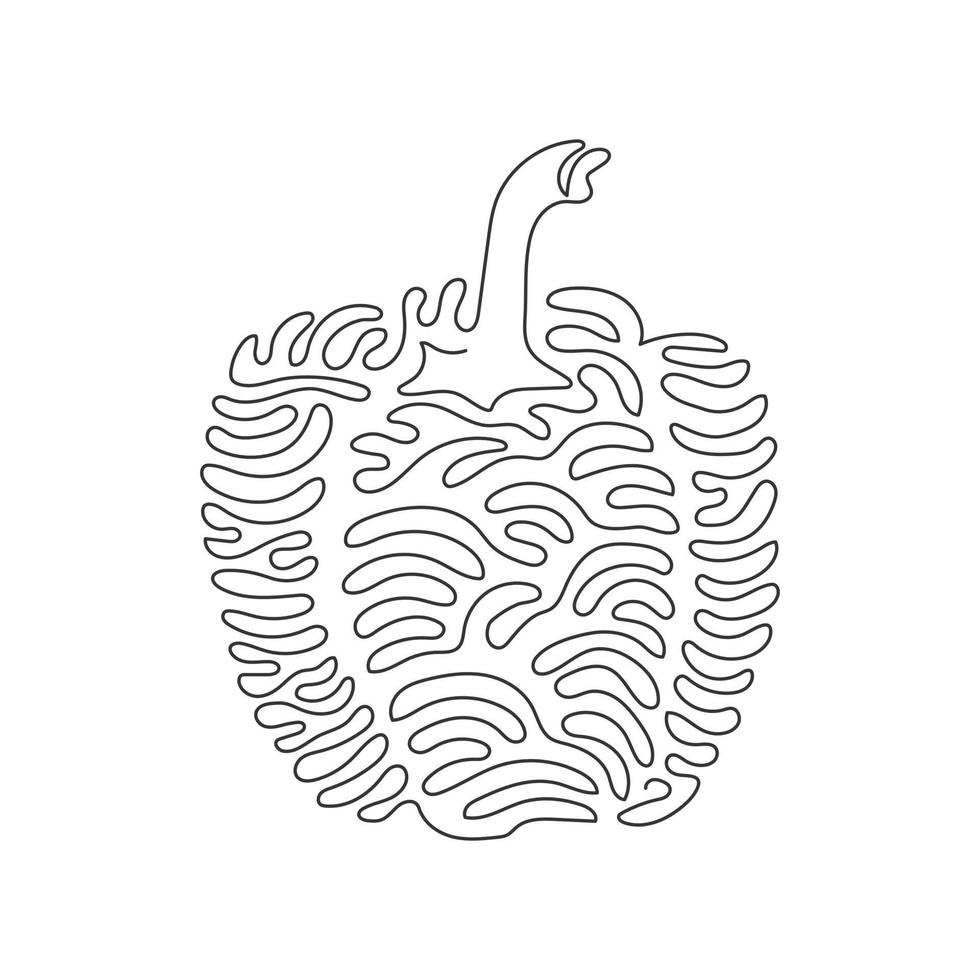 Single continuous line drawing whole healthy organic paprika for plantation logo identity. Fresh bell pepper concept for fruit vegetable icon. Swirl curl style. One line draw graphic design vector