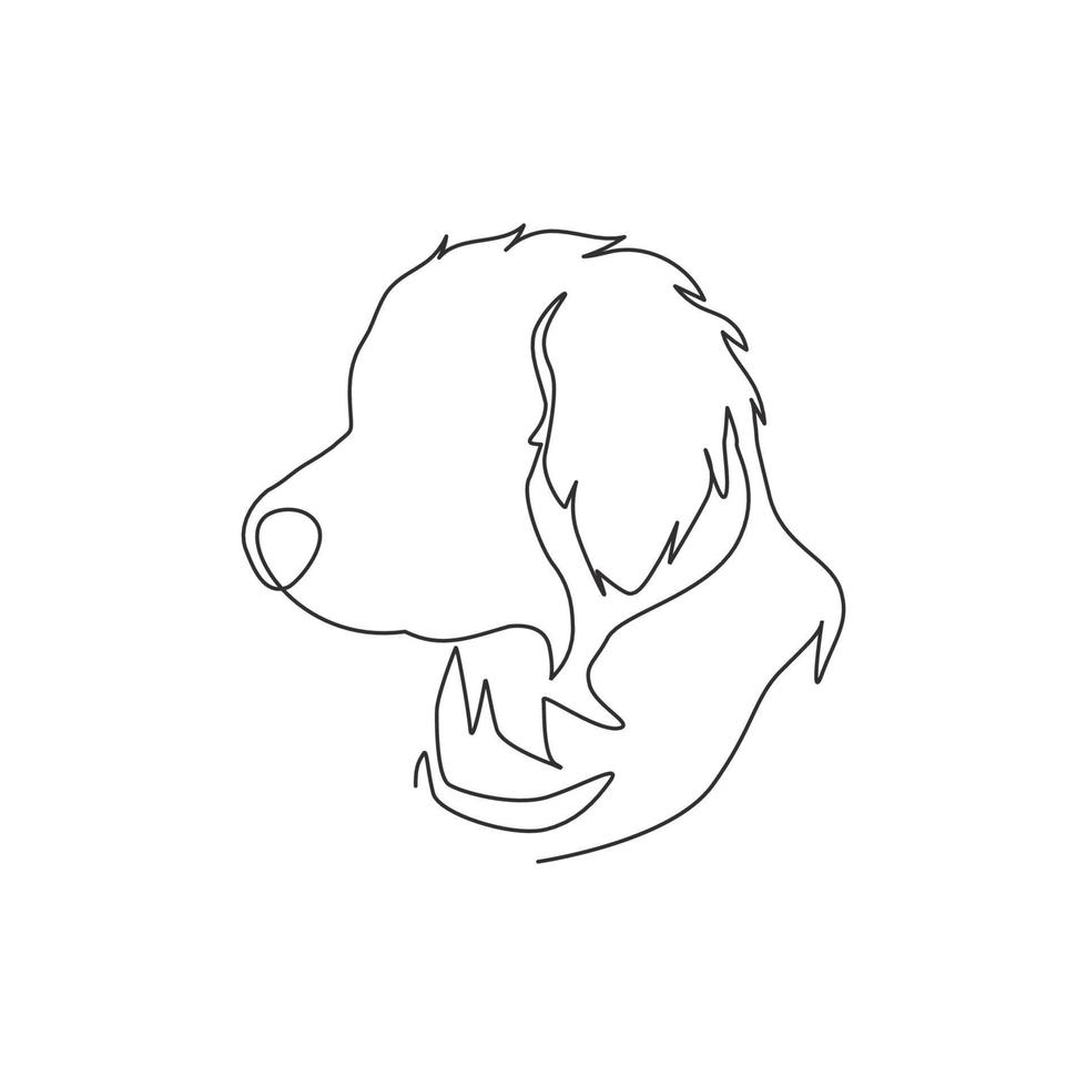 un dibujo de una sola línea del icono de perro cachorro lindo simple. concepto de vector de emblema de logotipo de tienda de mascotas. Ilustración gráfica de diseño de dibujo de línea continua de moda