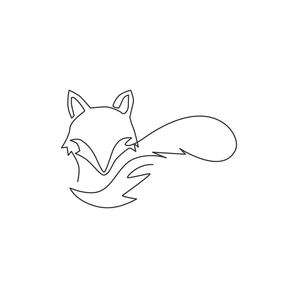 dibujo de línea continua única de la identidad del logotipo corporativo de zorro lindo. concepto de icono de animales de zoológico de mamíferos. Ilustración de diseño de dibujo de vector gráfico de una línea moderna