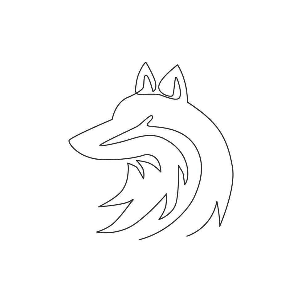 Single continuous line drawing of cute fox corporate logo identity. Mammals zoo animal icon concept. Dynamic one line draw vector design graphic illustration