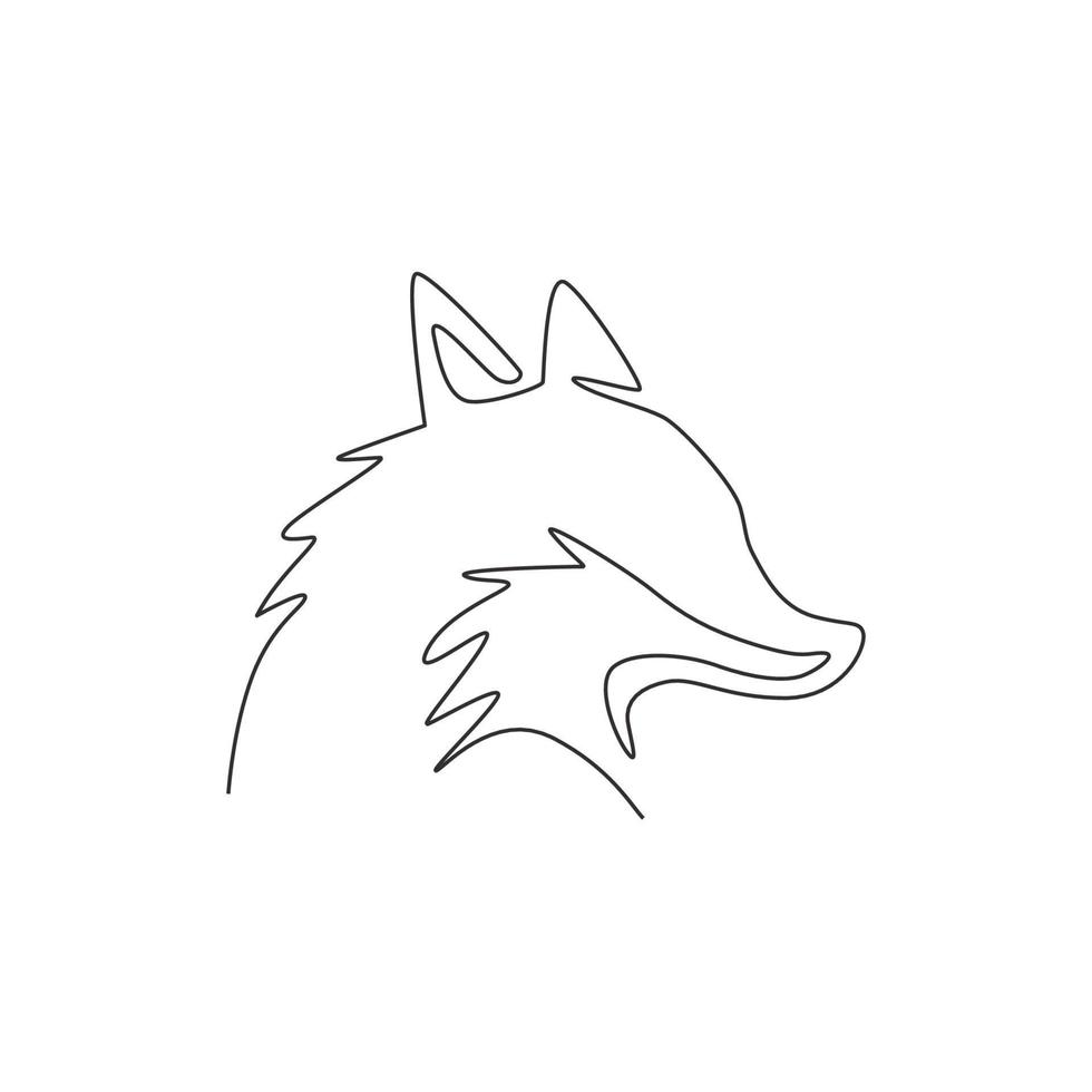 One continuous line drawing of cute fox business logo icon. Multinational company identity concept. Modern single line vector draw design graphic illustration