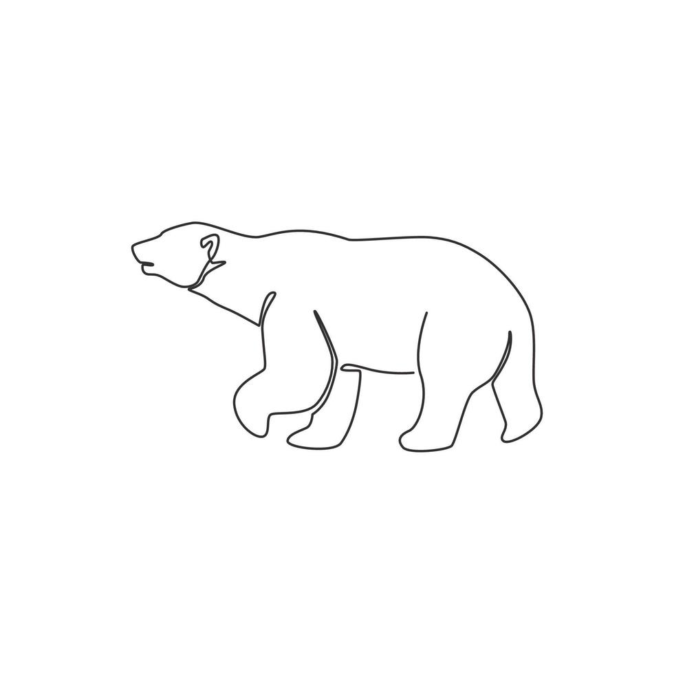 un dibujo de una sola línea de lindo oso grizzly para la identidad del  logotipo de