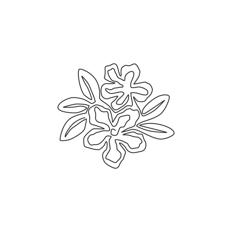 dibujo de línea continua única de adenium de belleza fresca para el logotipo de jardín. Cartel imprimible decorativo de rosas del desierto concepto de flores decoración de la pared del hogar. Ilustración de vector gráfico de diseño de dibujo de una línea moderna