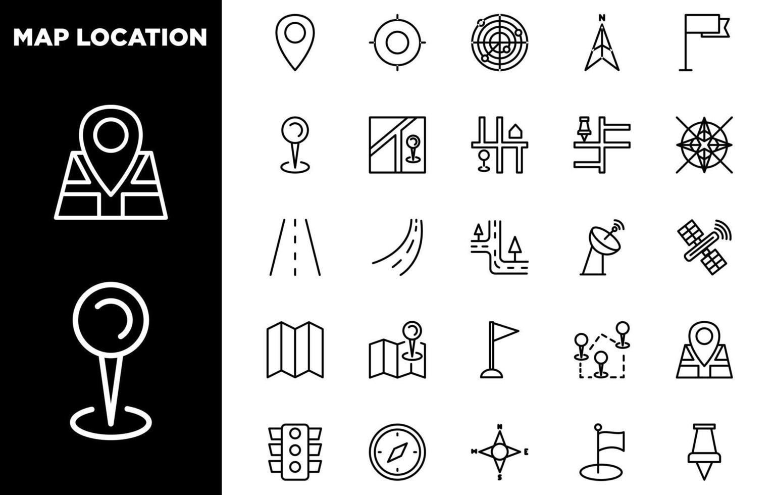 icono de mapa y ubicación conjunto de elementos vectoriales para su diseño vector