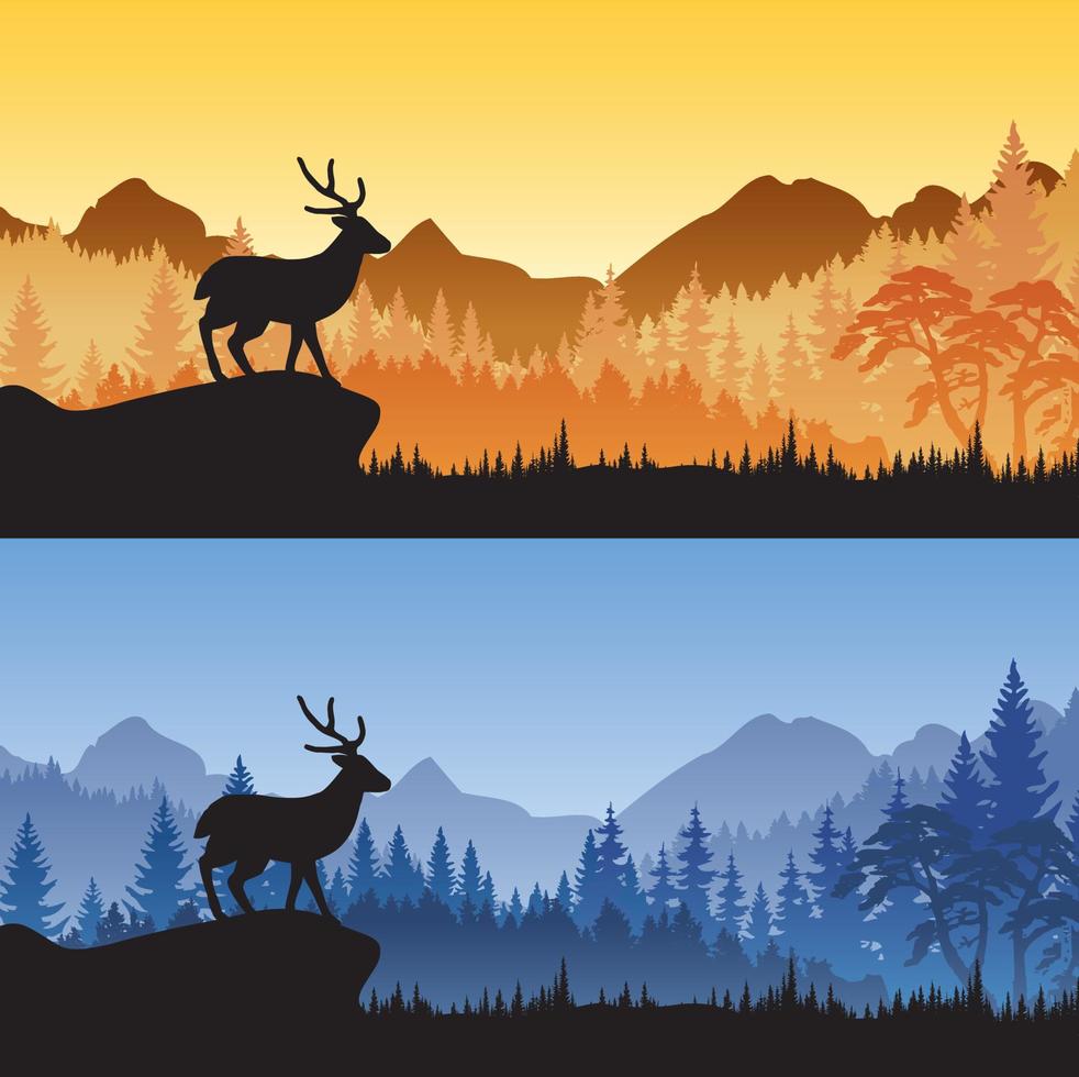 Deer silhouette with mountain landscape background vector illustration,wildlife forest silhouette 4484183 Vector Art at Vecteezy Deer silhouette with mountain landscape background vector illustration,wildlife forest silhouette 4484183 Vector Art at Vecteezy