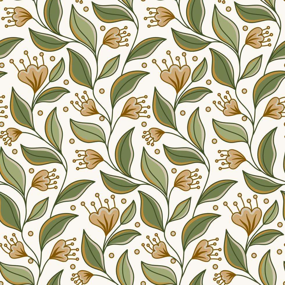 diseño de patrones sin fisuras vector floral verde oliva