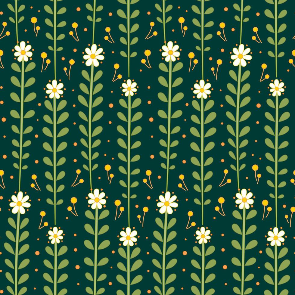 Simple Daisy Flower Vector Seamless Pattern Design