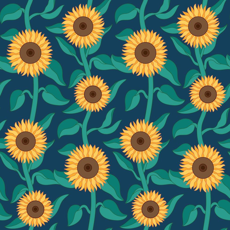Sunflower Vector Seamless Pattern Design