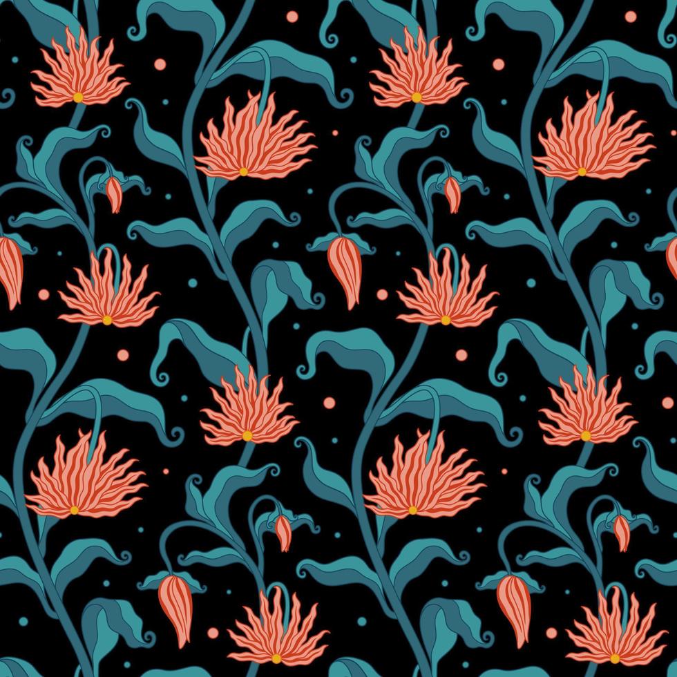 Awesome Unique  Botanical Night Vector Seamless Pattern Design
