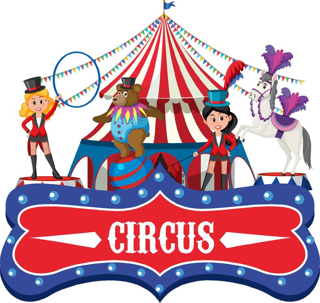 Circus banner with circus characters vector