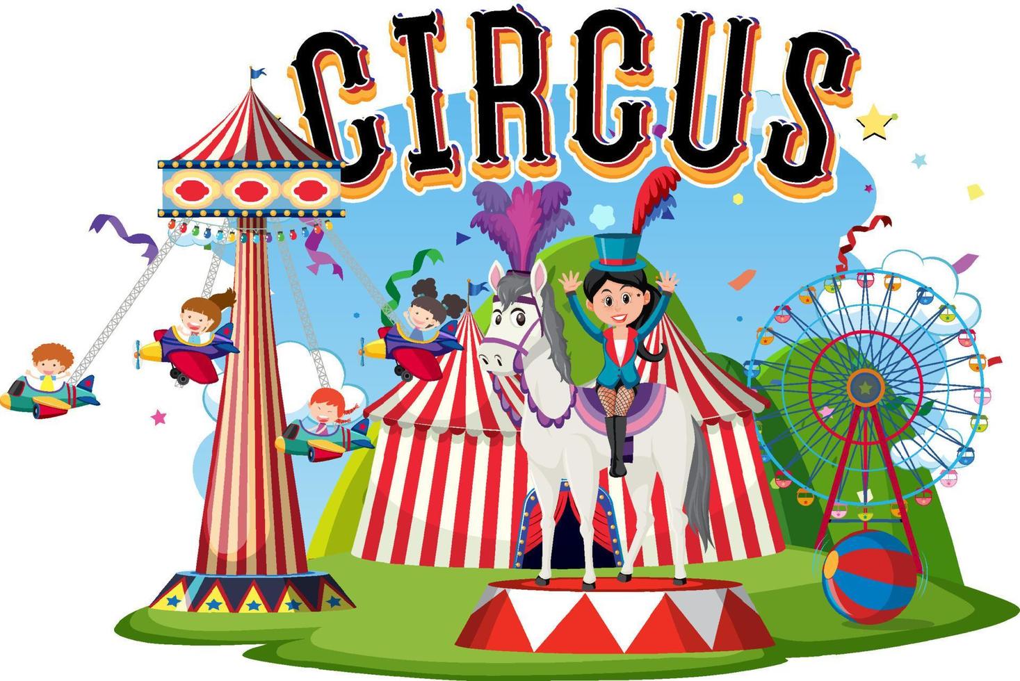 cúpula de circo en el parque de atracciones vector