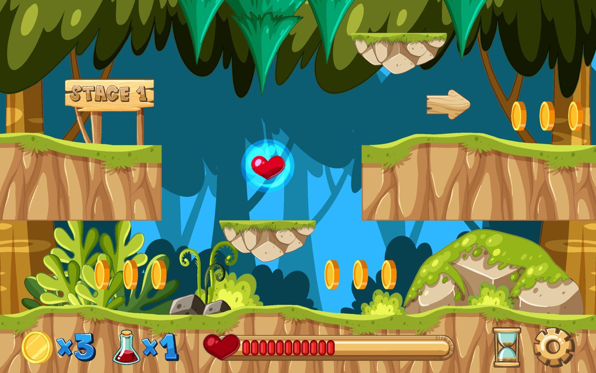 Game Template Jungle Scene 4484663 Vector Art at Vecteezy