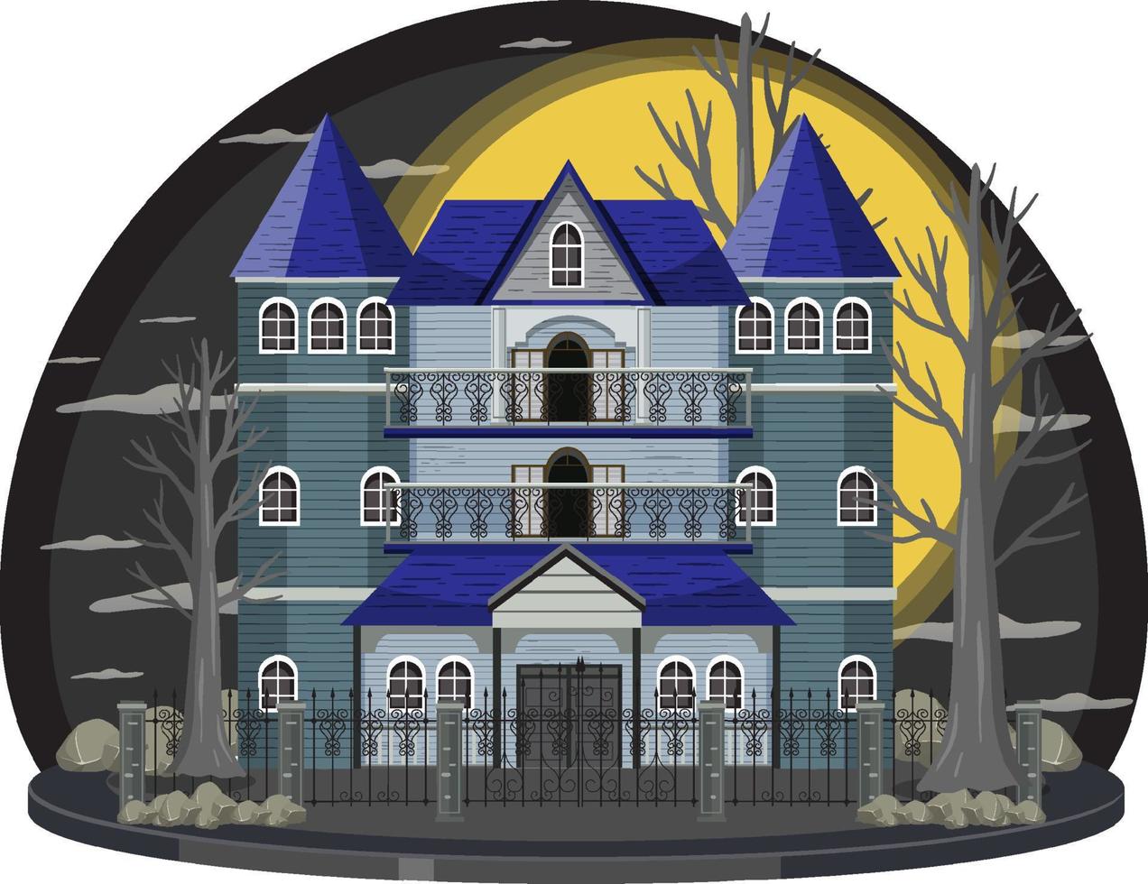 Haunted house at night scene vector